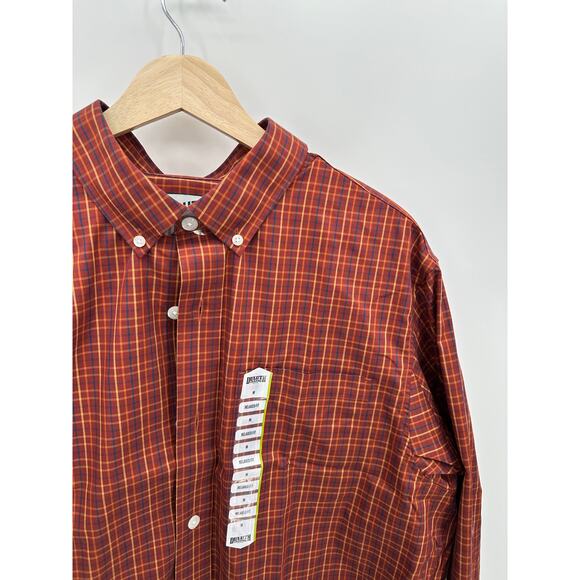 Duluth Trading Casual Button Down Shirt Men M Wrinklefighter Relaxed Fit Orange - Picture 4 of 8
